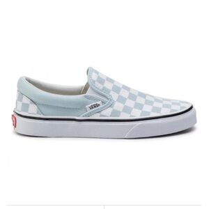 Vans Blue and White Checkered Slip-On Sneakers